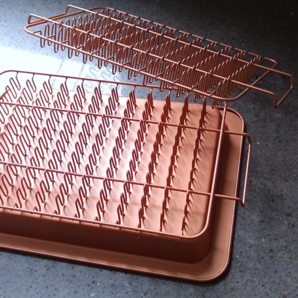 Two Bacon Drip Racks - Copper tone Steel Oven Healthier  (No Pan)